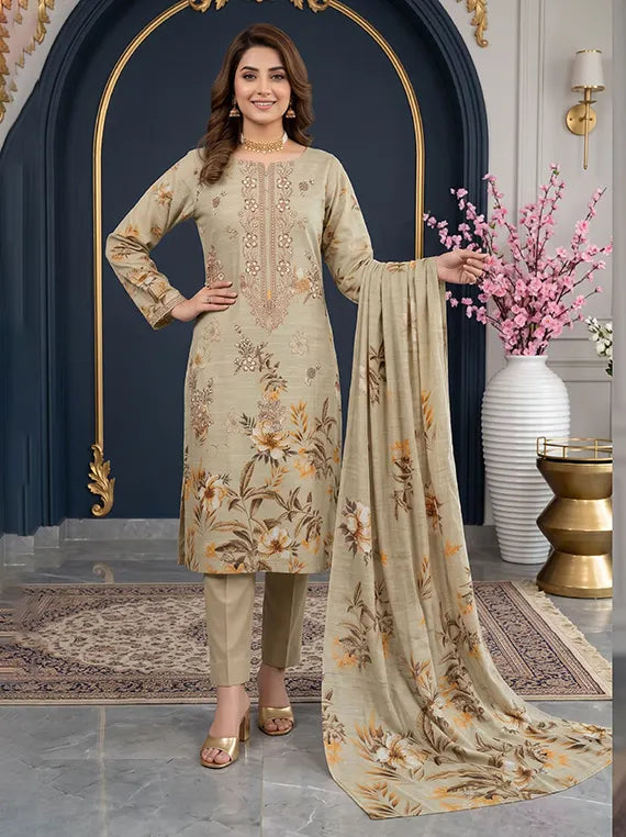MODERN Print Embroidery Dhanak Unstitched Collection'26 Vol-190 (D-08)