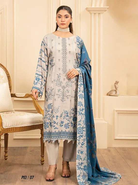 MODERN Printed Embroidered Dhanak Collection 2025 Vol-142 (MD-07)