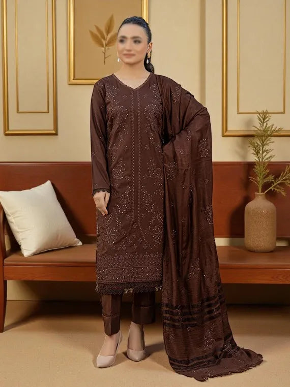 MOMENTS by Fantak Embroidered Dhanak Collection 2025 (D-06)