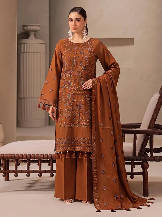 MUSKAN by NUR Embroidered Peach Leather Unstitched Collection'26 (D-01)