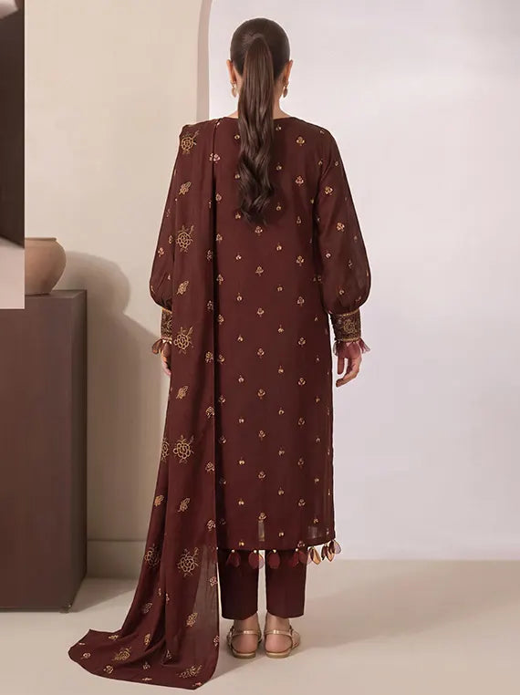 MUSKAN by NUR Embroidered Peach Leather Unstitched Collection'26 (D-03)