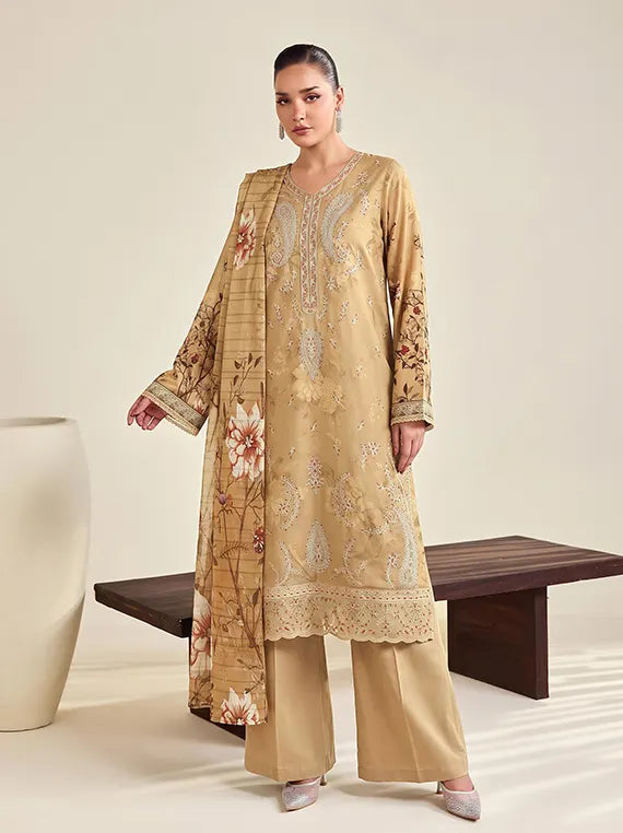 Melina by Fantak Peach Unstitched Collection'26 Vol-1020 (D-02)