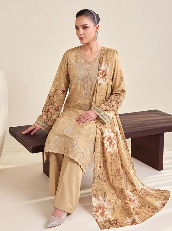 Melina by Fantak Peach Unstitched Collection'26 Vol-1020 (D-02)