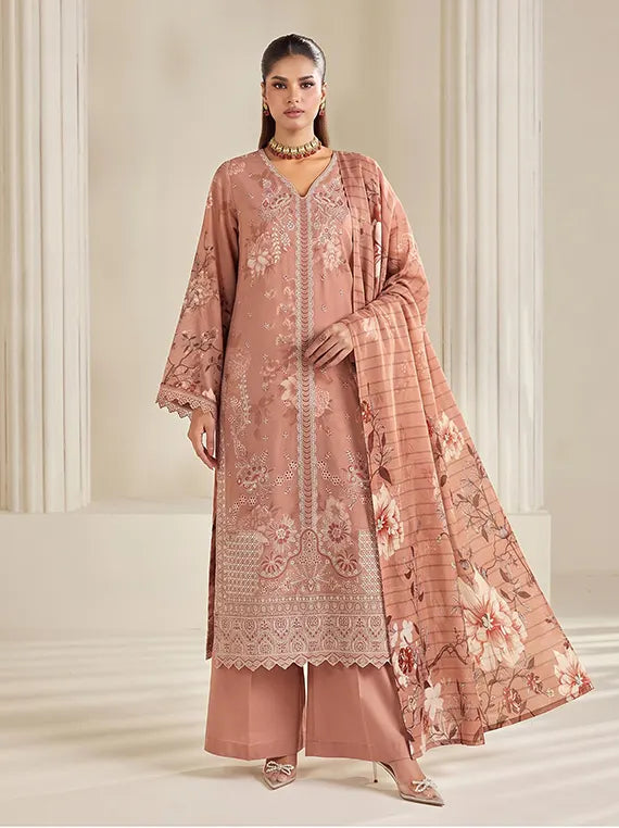 Melina by Fantak Peach Unstitched Collection'26 Vol-1020 (D-05)
