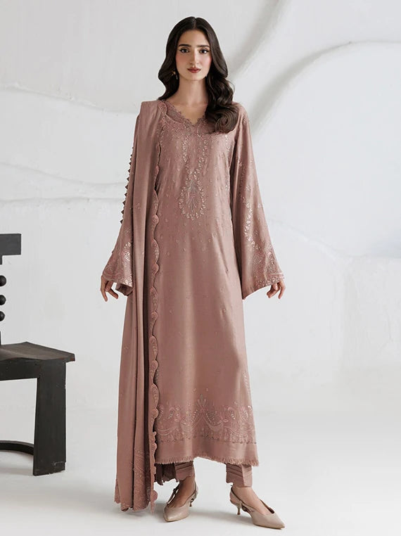 Miras by Daria Embroidered Leather Peach Unstitched Collection'26 (DA-162)