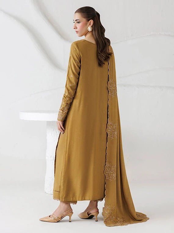 Miras by Daria Embroidered Leather Peach Unstitched Collection'26 (DA-163)