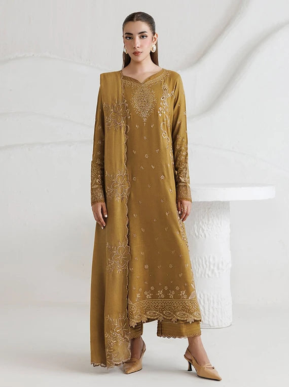 Miras by Daria Embroidered Leather Peach Unstitched Collection'26 (DA-163)