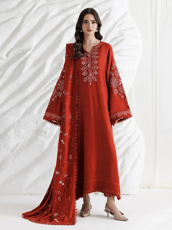 Miras by Daria Embroidered Leather Peach Unstitched Collection'26 (DA-164)