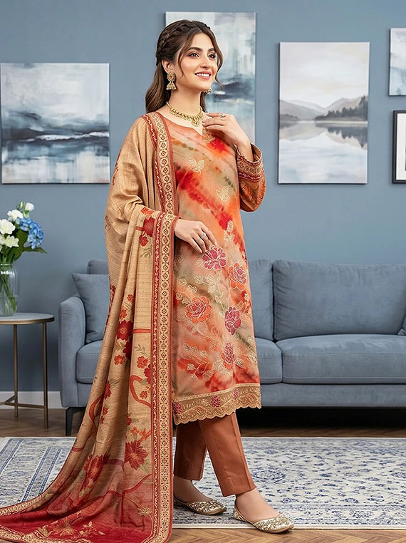 Modern Embroidered Viscose Slub Collection 2026 Vol-133 (D-06)