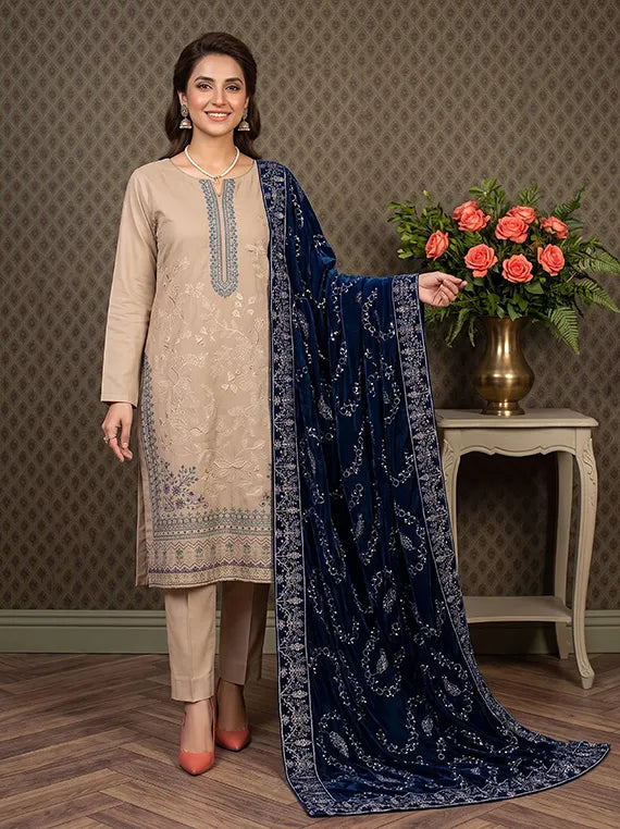 Modern Unstitched Peach Chamki Collection'26 V-127 (D-03)