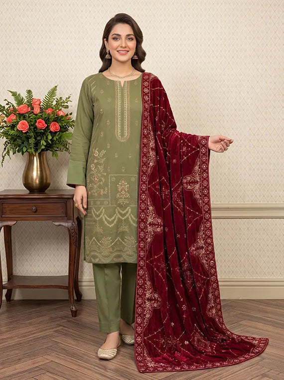 Modern Unstitched Peach Chamki Collection'26 V-127 (D-04)