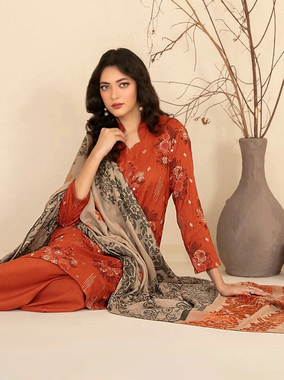 Mulaqaat by Tawakkal Fabrics Leather Peach Unstitched Collection'26 (D-5334)
