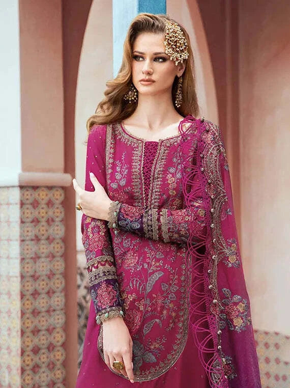 Multi Embroidered Fancy Chiffon Collection 2026 (Magenta CST-704)