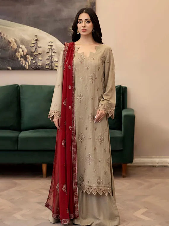 NOOR-E-FAJAR Marjjan Embroidered Karandi Collection 2025 by Raeesa (KR-234)