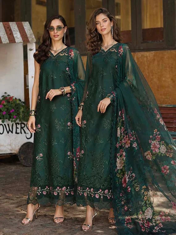 NOOR by Saadia Asad Lux Eid Laserkari Lawn Collection 2026 (D11-Emerald Jewel)