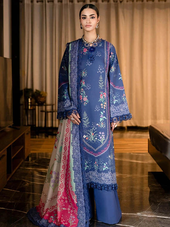 Naqsh Midnight Meadow Printed Summer Lawn Collection 2026 (Periwinkle-00262)