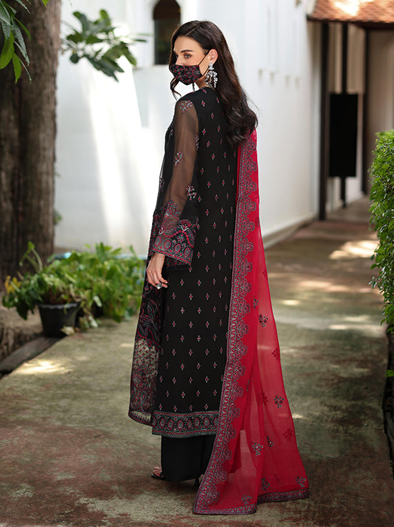 Flossie Festive Embroidered Unstitched Collection'26 (NA-110 Noir Rouge)