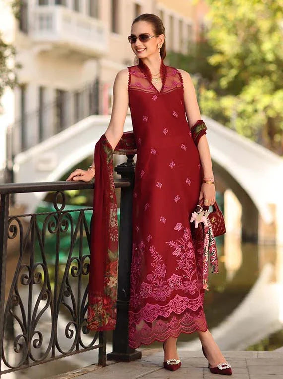 Noor Eid Luxe Prints Khaas Lawn Collection 2026 by Saadia Asad (D1-A Ruby)