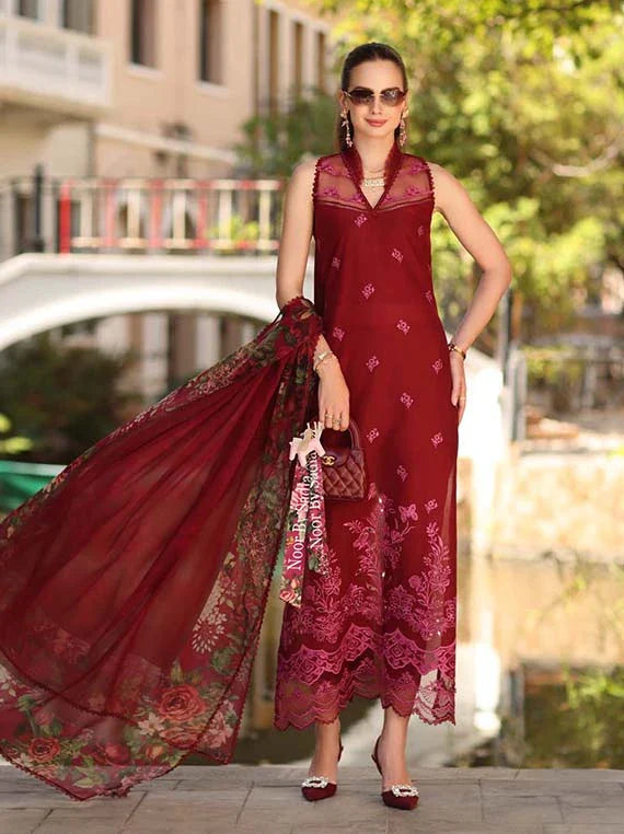 Noor Eid Luxe Prints Khaas Lawn Collection 2026 by Saadia Asad (D1-A Ruby)