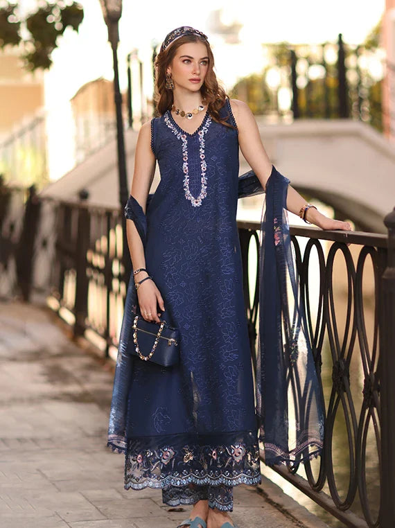 Noor Eid Luxe Prints Khaas Lawn Collection 2026 by Saadia Asad (D6-A Imperial Blue)