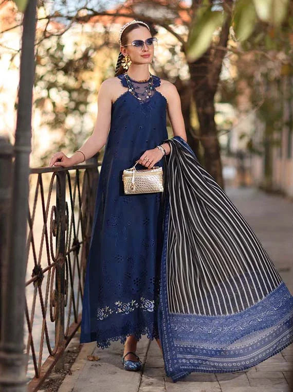 Noor Eid Luxe Prints Khaas Lawn Collection 2026 by Saadia Asad (D7-B Sapphire Blue)