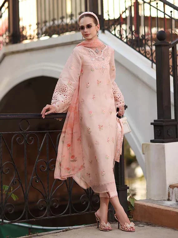 Noor Eid Luxe Prints Khaas Lawn Collection 2026 by Saadia Asad (D8-B Peach Blush)