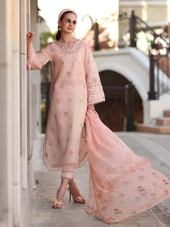Noor Eid Luxe Prints Khaas Lawn Collection 2026 by Saadia Asad (D8-B Peach Blush)