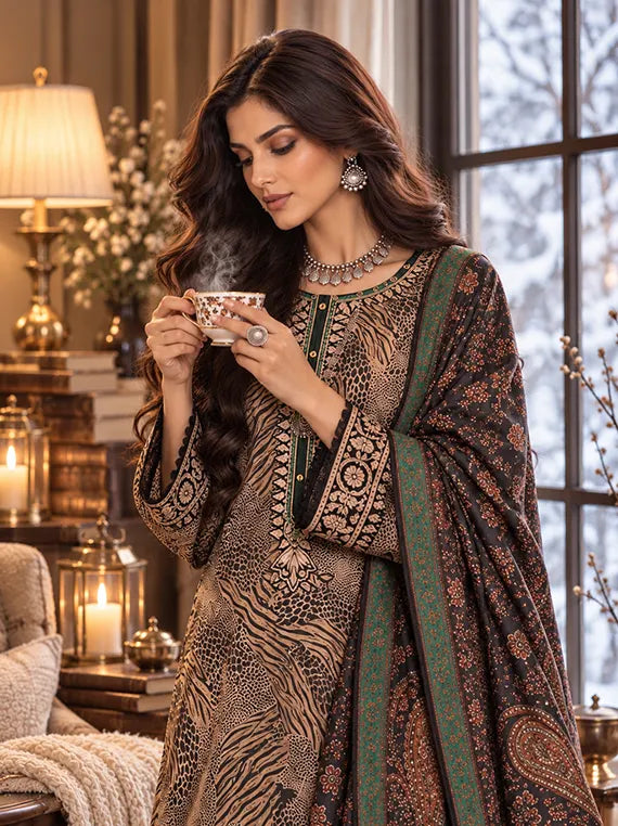 Noor by Saadia Asad Winter Embroidered Unstitched Linen Collection'26 (D1-A)