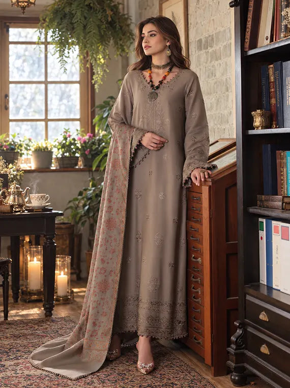 Noor by Saadia Asad Winter Embroidered Unstitched Linen Collection'26 (D3-A)