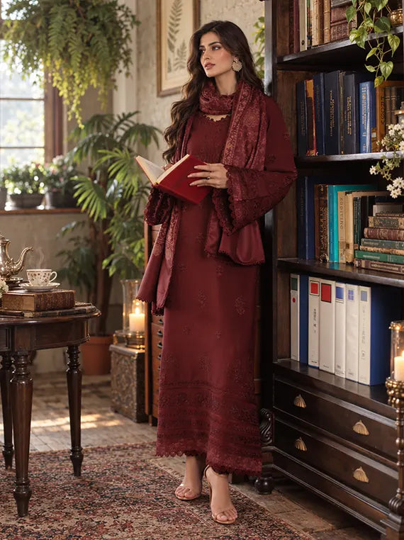 Noor by Saadia Asad Winter Embroidered Unstitched Linen Collection'26 (D3-B)