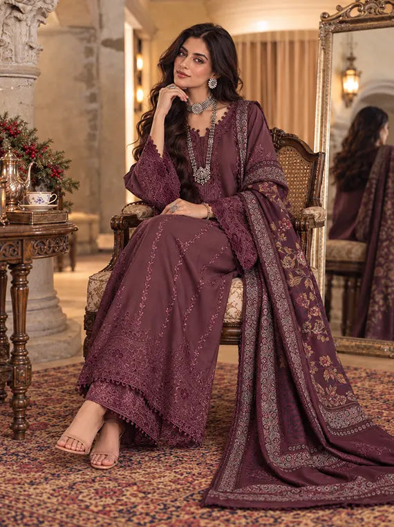 Noor by Saadia Asad Winter Embroidered Unstitched Linen Collection'26 (D5-A)