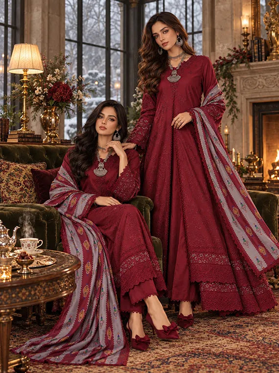 Noor by Saadia Asad Winter Embroidered Unstitched Linen Collection'26 (D6-A)