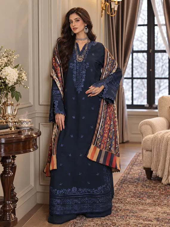 Noor by Saadia Asad Winter Embroidered Unstitched Linen Collection'26 (D7-A)