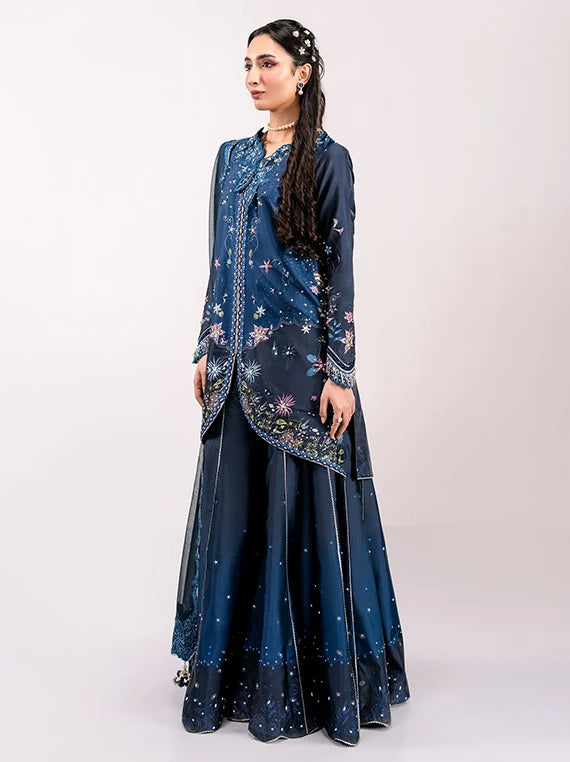 QALAMKAR Luxe Embroidered Silk Collection 2026 (QSL-06 NERINA)