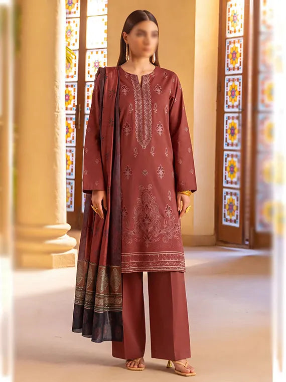 REYHA Embroidered Dhanak by Fantak Unstitch Collection 26' Vol-530 (D-01)