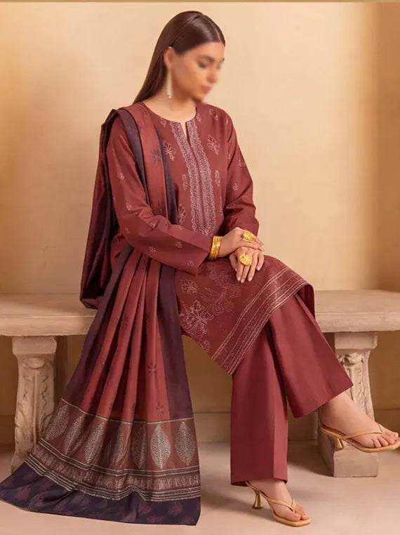 REYHA Embroidered Dhanak by Fantak Unstitch Collection 26' Vol-530 (D-01)