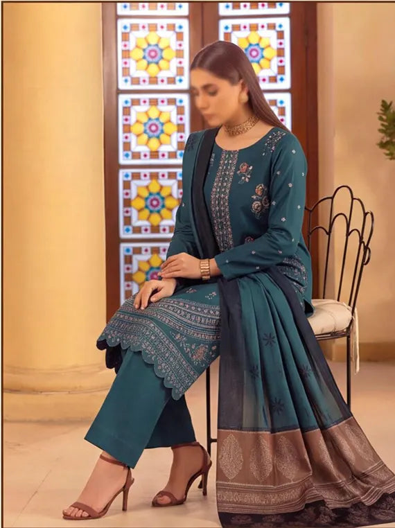 REYHA Embroidered Dhanak by Fantak Unstitch Collection 26' Vol-530 (D-05)