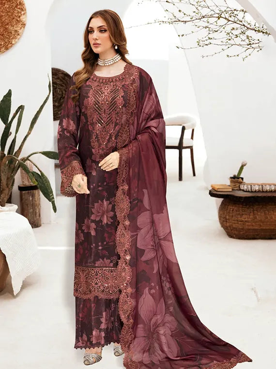 RIWAJ by Ramhsa Embroidered Raw Silk Collection 2026 (J-602)