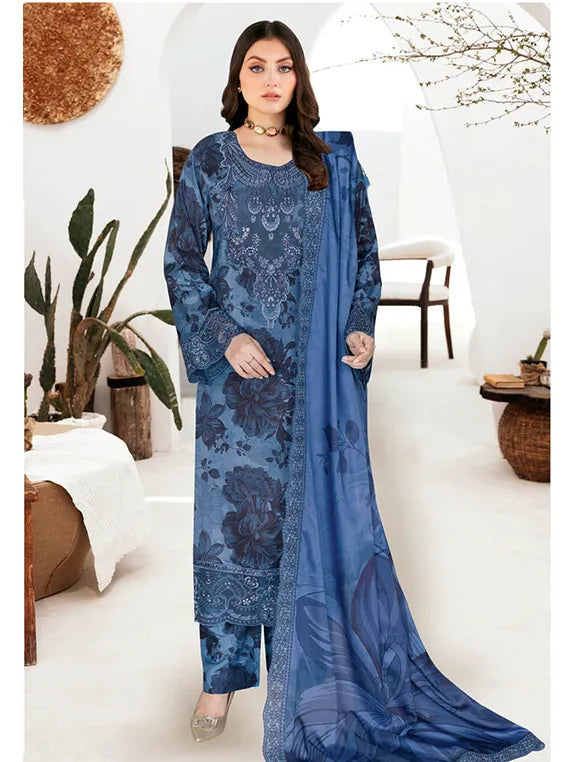 RIWAJ by Ramhsa Embroidered Raw Silk Collection 2026 (J-609)