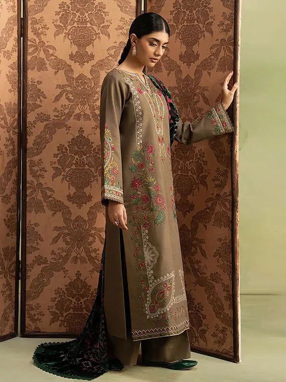 RajBari Winter Unstitched Embroidered Peach Collection'26 (D-04)