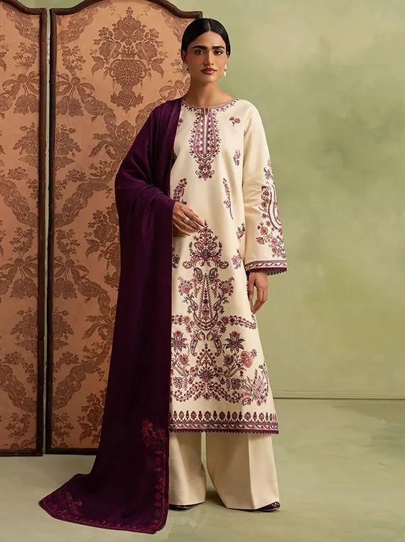 RajBari Winter Unstitched Embroidered Peach Collection'26 (D-10)