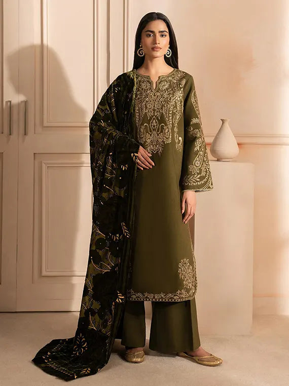 RajBari Winter Unstitched Embroidered Peach Collection'26 (D-12)
