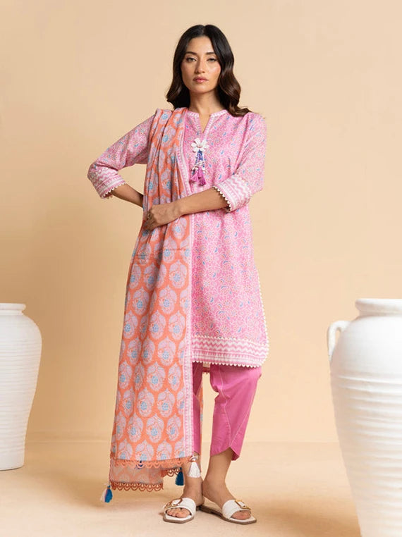 Ready To Stitch by Alkaram Summer Lawn Collection 2026 (SS-60.1-25-3-Pink)