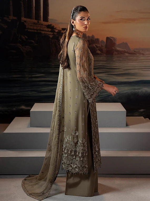 Riwaayat by Lamisah Embroidered Chiffon Collection 2026 (Sage Green)