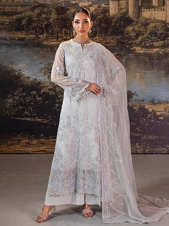 Riwaayat by Lamisah Embroidered Chiffon Collection 2026 (Slate Gray)