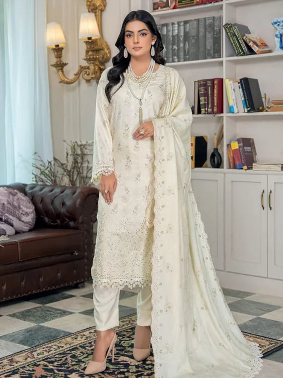 Rubab Embroidered Jacquard Wool Collection 2025 by Riaz Arts (D-02)