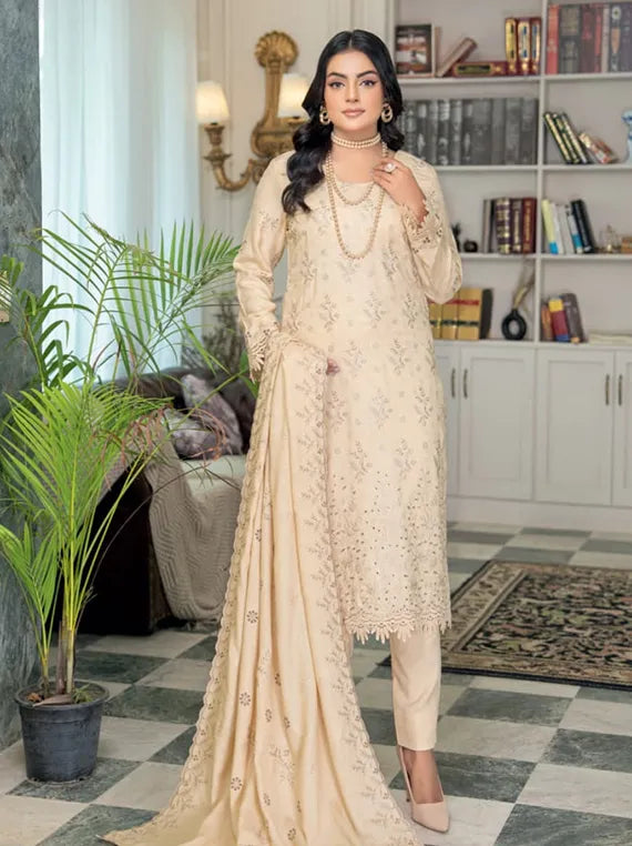 Rubab Embroidered Jacquard Wool Collection 2025 by Riaz Arts (D-08)