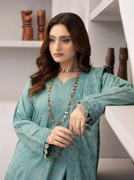 SAQAFAT by Fantak Dhanak Cherry Slub Unstitch Collection 26' Vol-584 (D-03)