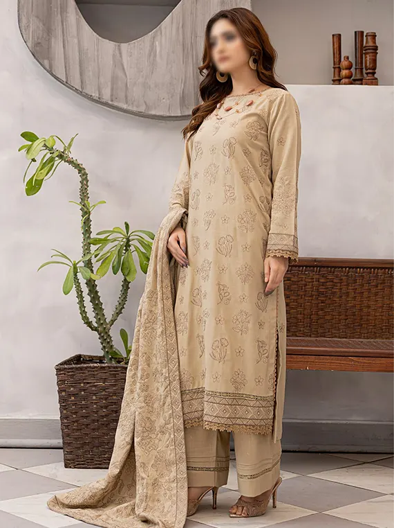 SAQAFAT by Fantak Dhanak Cherry Slub Unstitch Collection 26' Vol-584 (D-04)