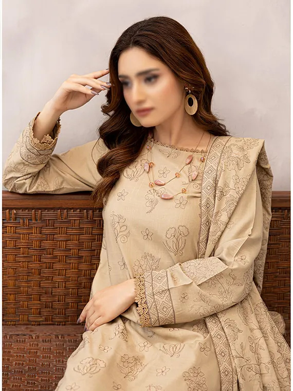 SAQAFAT by Fantak Dhanak Cherry Slub Unstitch Collection 26' Vol-584 (D-04)